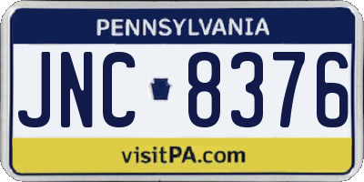 PA license plate JNC8376