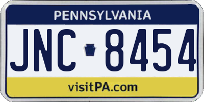 PA license plate JNC8454