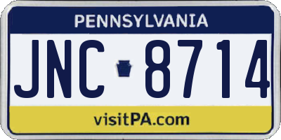 PA license plate JNC8714