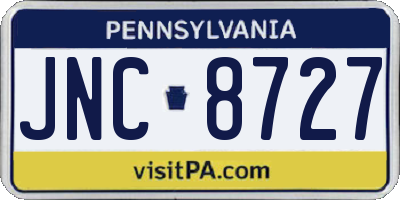 PA license plate JNC8727