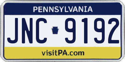 PA license plate JNC9192