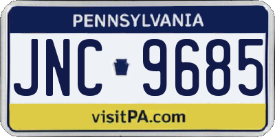 PA license plate JNC9685