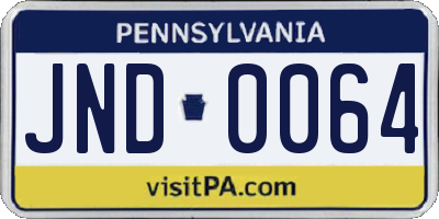 PA license plate JND0064