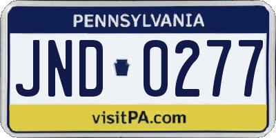 PA license plate JND0277