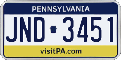 PA license plate JND3451
