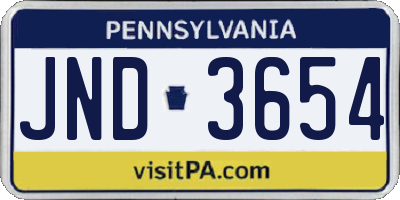 PA license plate JND3654