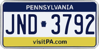 PA license plate JND3792