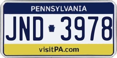 PA license plate JND3978