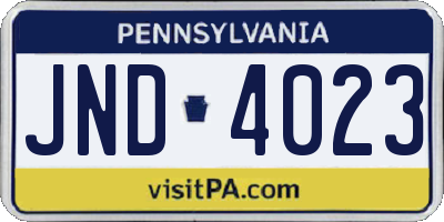 PA license plate JND4023