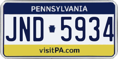 PA license plate JND5934