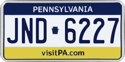 PA license plate JND6227