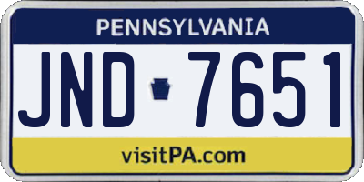 PA license plate JND7651