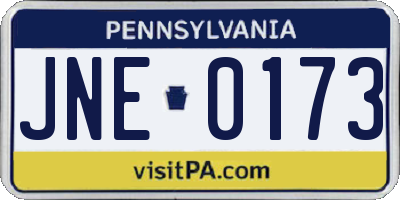 PA license plate JNE0173
