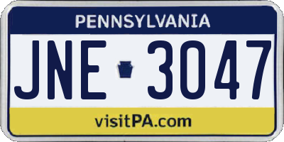 PA license plate JNE3047