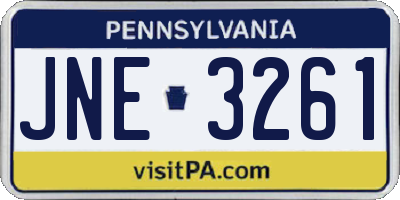 PA license plate JNE3261