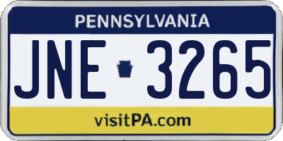 PA license plate JNE3265
