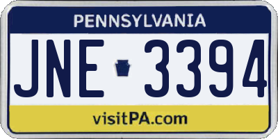 PA license plate JNE3394