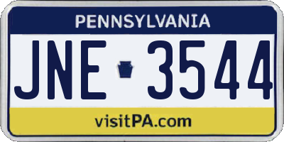 PA license plate JNE3544
