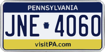 PA license plate JNE4060