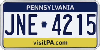 PA license plate JNE4215