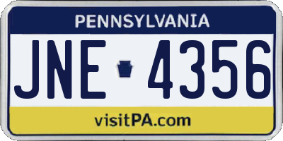 PA license plate JNE4356