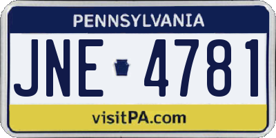 PA license plate JNE4781