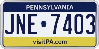 PA license plate JNE7403