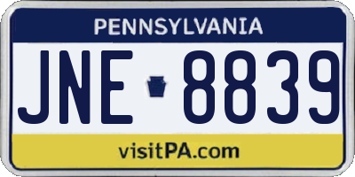 PA license plate JNE8839
