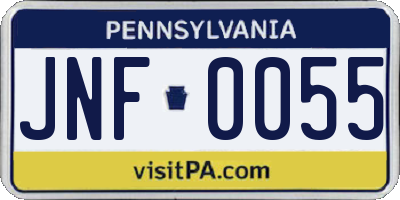 PA license plate JNF0055