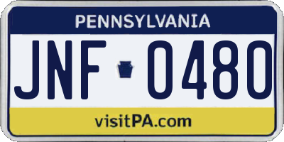 PA license plate JNF0480