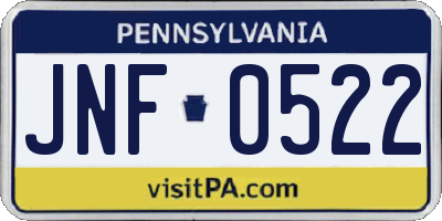 PA license plate JNF0522
