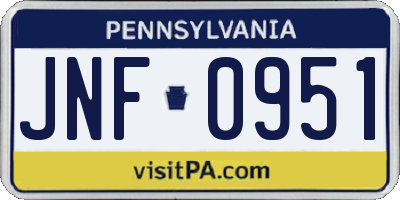 PA license plate JNF0951