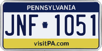 PA license plate JNF1051