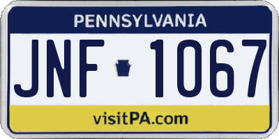 PA license plate JNF1067