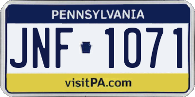 PA license plate JNF1071