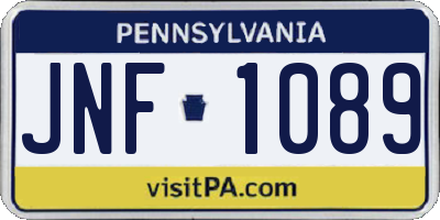 PA license plate JNF1089