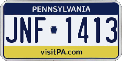 PA license plate JNF1413