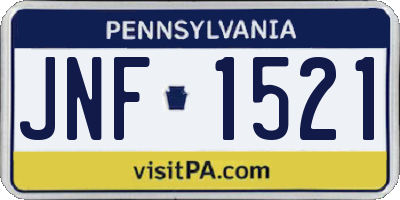 PA license plate JNF1521