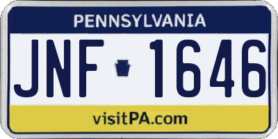 PA license plate JNF1646