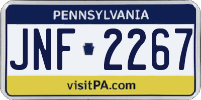 PA license plate JNF2267
