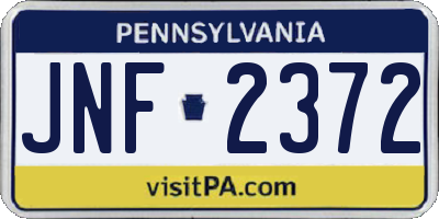 PA license plate JNF2372