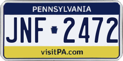 PA license plate JNF2472