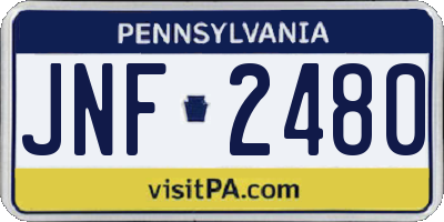 PA license plate JNF2480