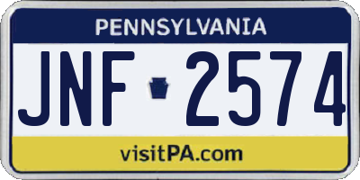 PA license plate JNF2574