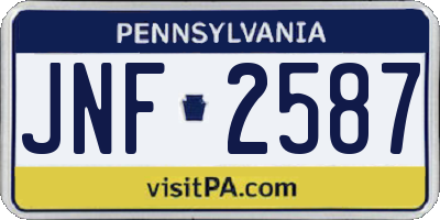 PA license plate JNF2587