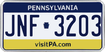 PA license plate JNF3203
