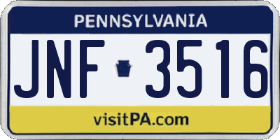 PA license plate JNF3516