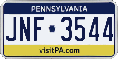 PA license plate JNF3544