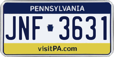 PA license plate JNF3631