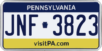 PA license plate JNF3823